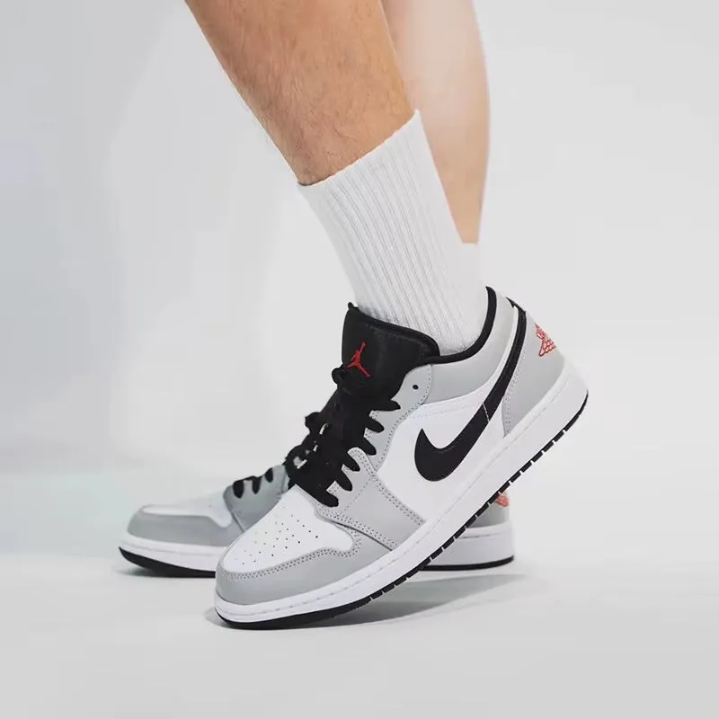 Air Jordan 1” Light Smoke Grey Synthetic Leather Anti-Slip Wear-Resistant Low Top Retro Basketball Shoes Men'S Smoke Grey