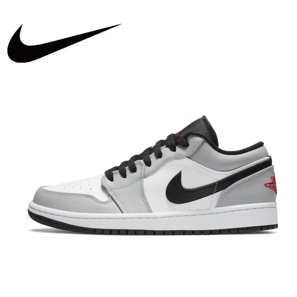 Air Jordan 1” Light Smoke Grey Synthetic Leather Anti-Slip Wear-Resistant Low Top Retro Basketball Shoes Men'S Smoke Grey