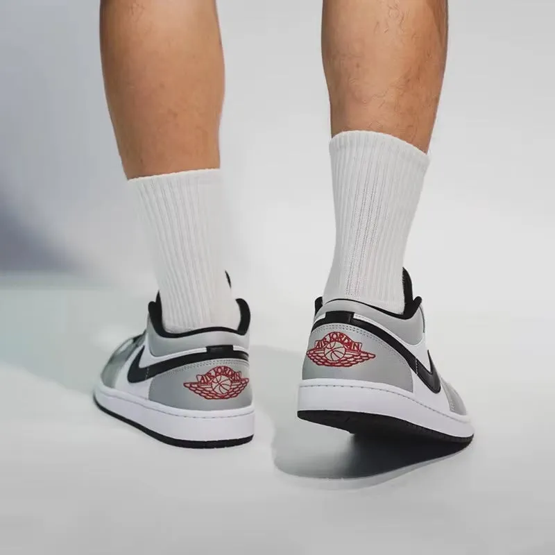Air Jordan 1” Light Smoke Grey Synthetic Leather Anti-Slip Wear-Resistant Low Top Retro Basketball Shoes Men'S Smoke Grey