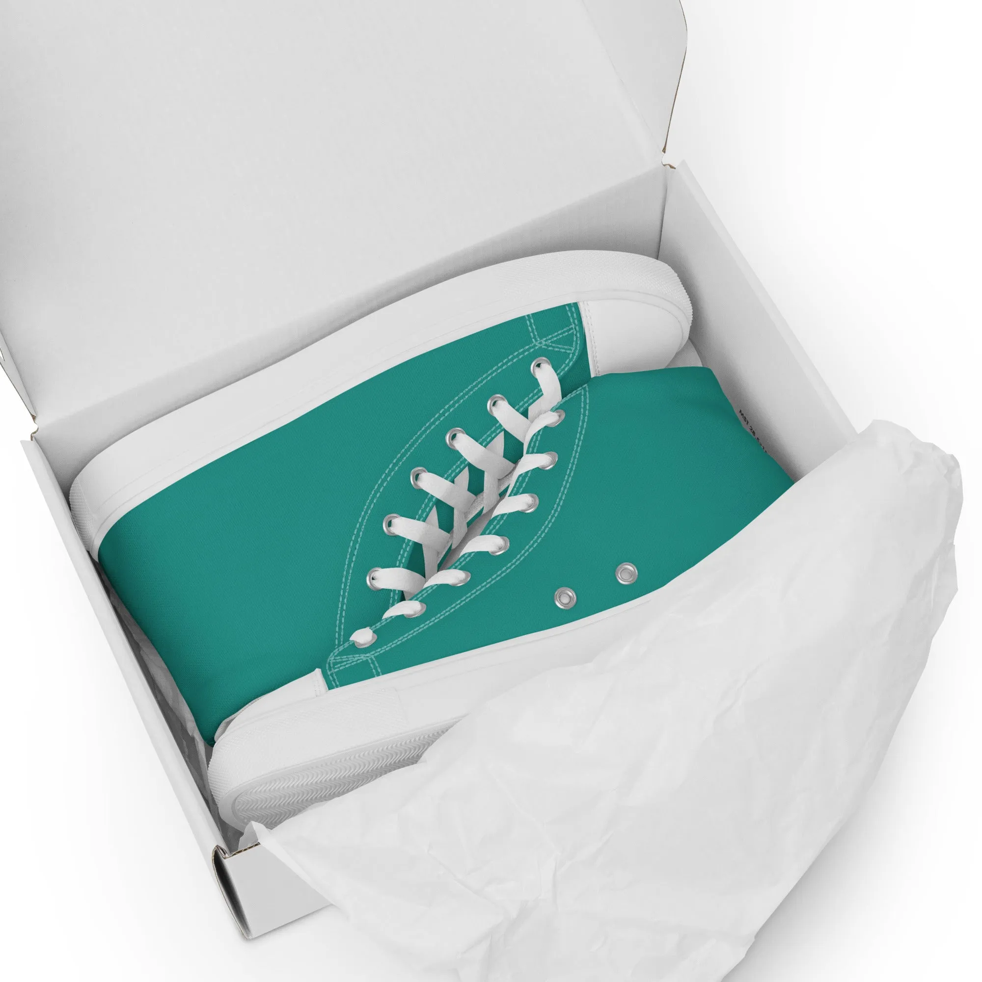 Aqua Blue Men’s high top canvas shoes, Margarita Drinking Shoes