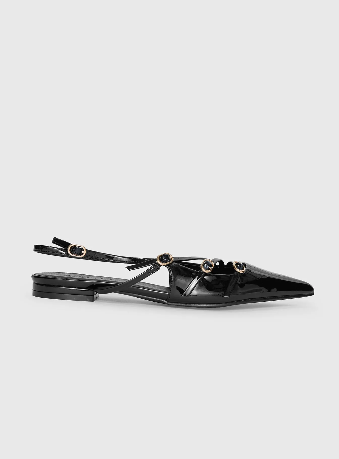 Billini Hettie Pointed Toe Flats Black Patent