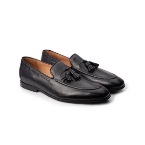 Black Milled Tassel Loafers