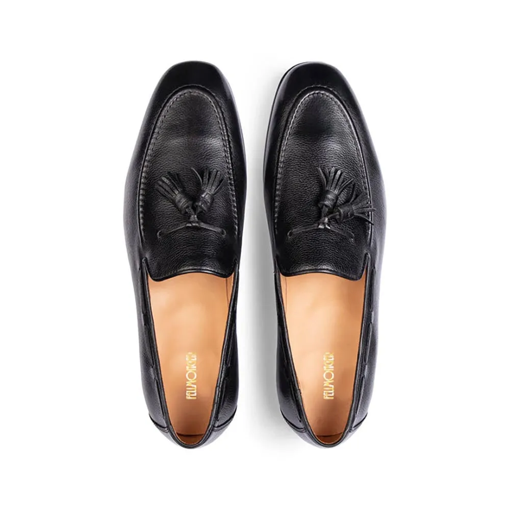Black Milled Tassel Loafers