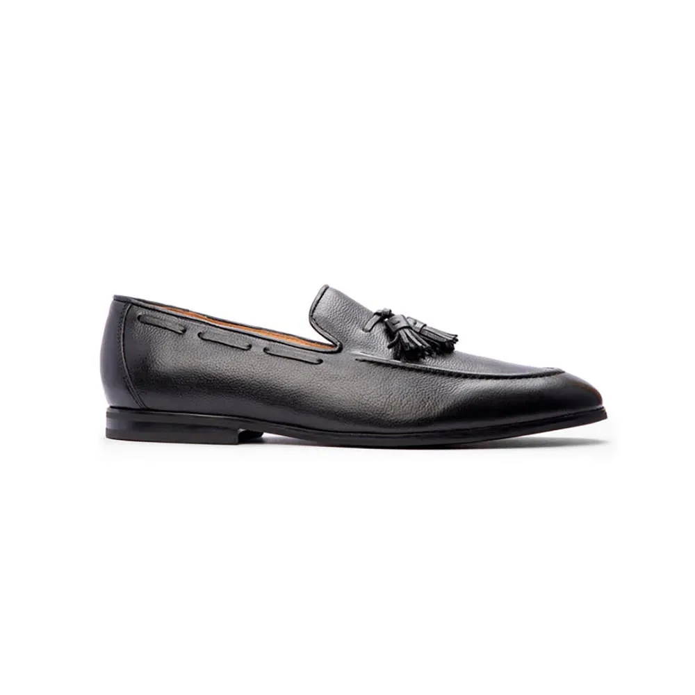 Black Milled Tassel Loafers