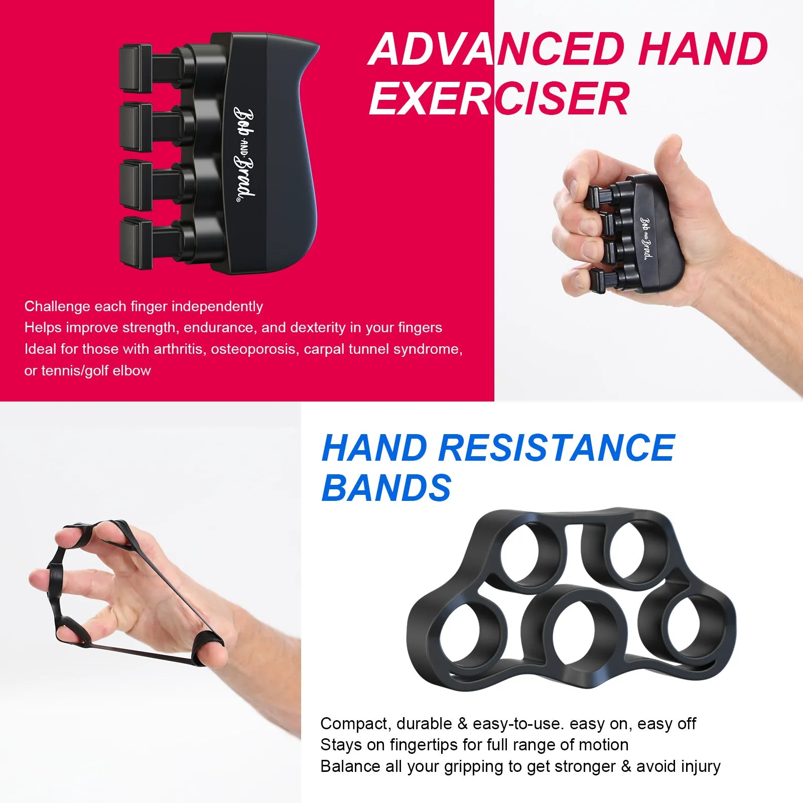 Bob and Brad Hand Grip Strengthener Kit with Counter (5 Pack)