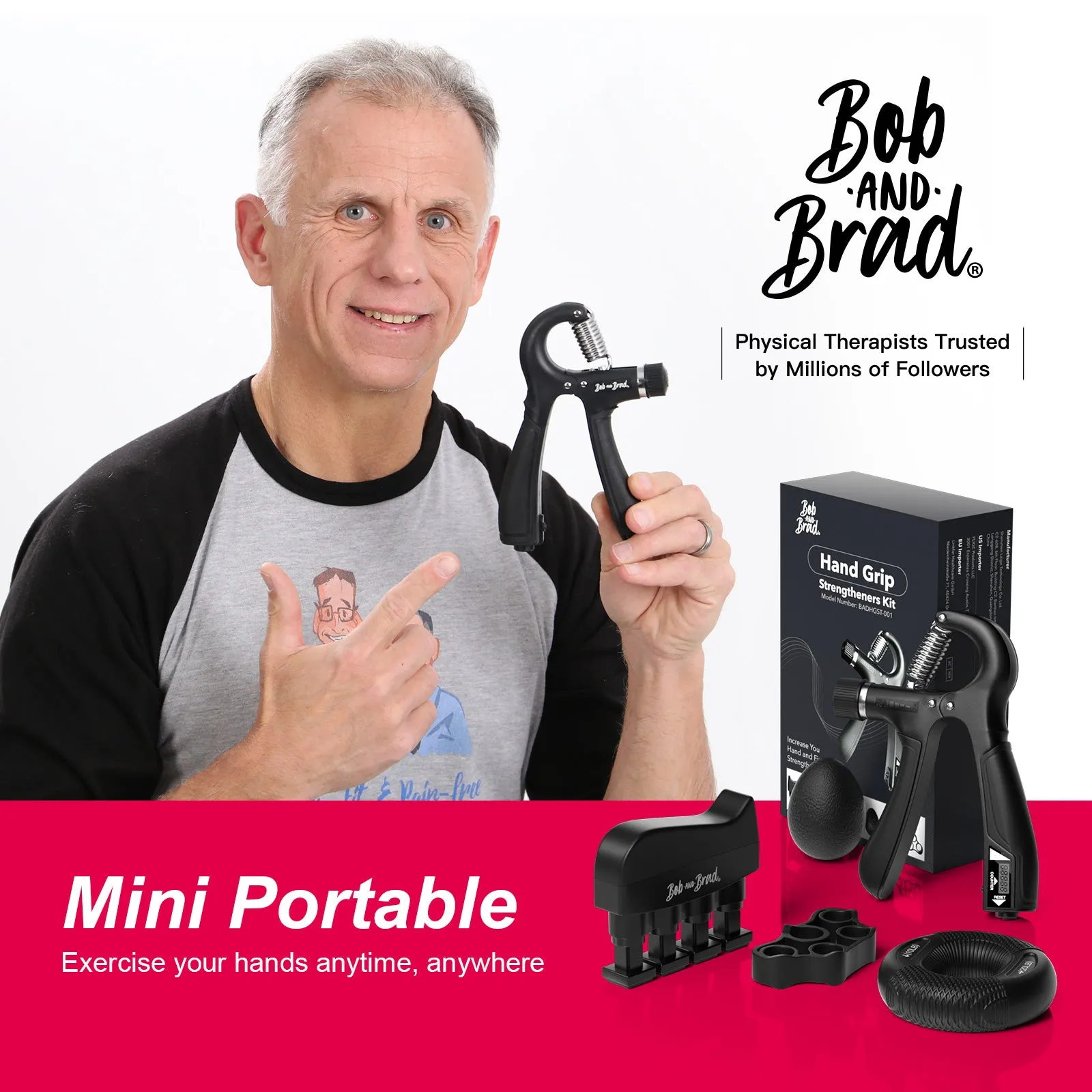 Bob and Brad Hand Grip Strengthener Kit with Counter (5 Pack)