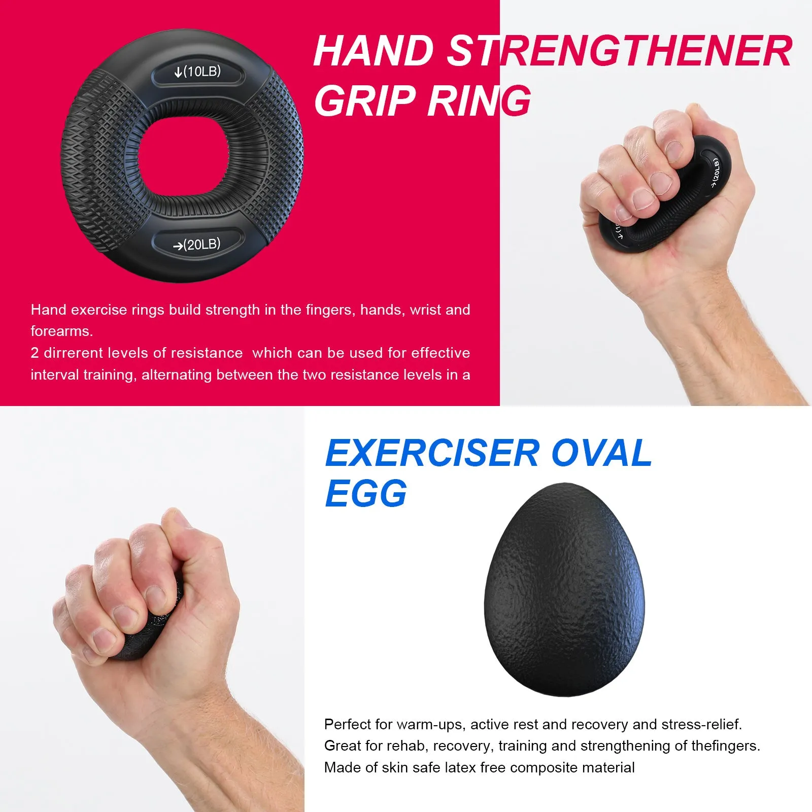 Bob and Brad Hand Grip Strengthener Kit with Counter (5 Pack)