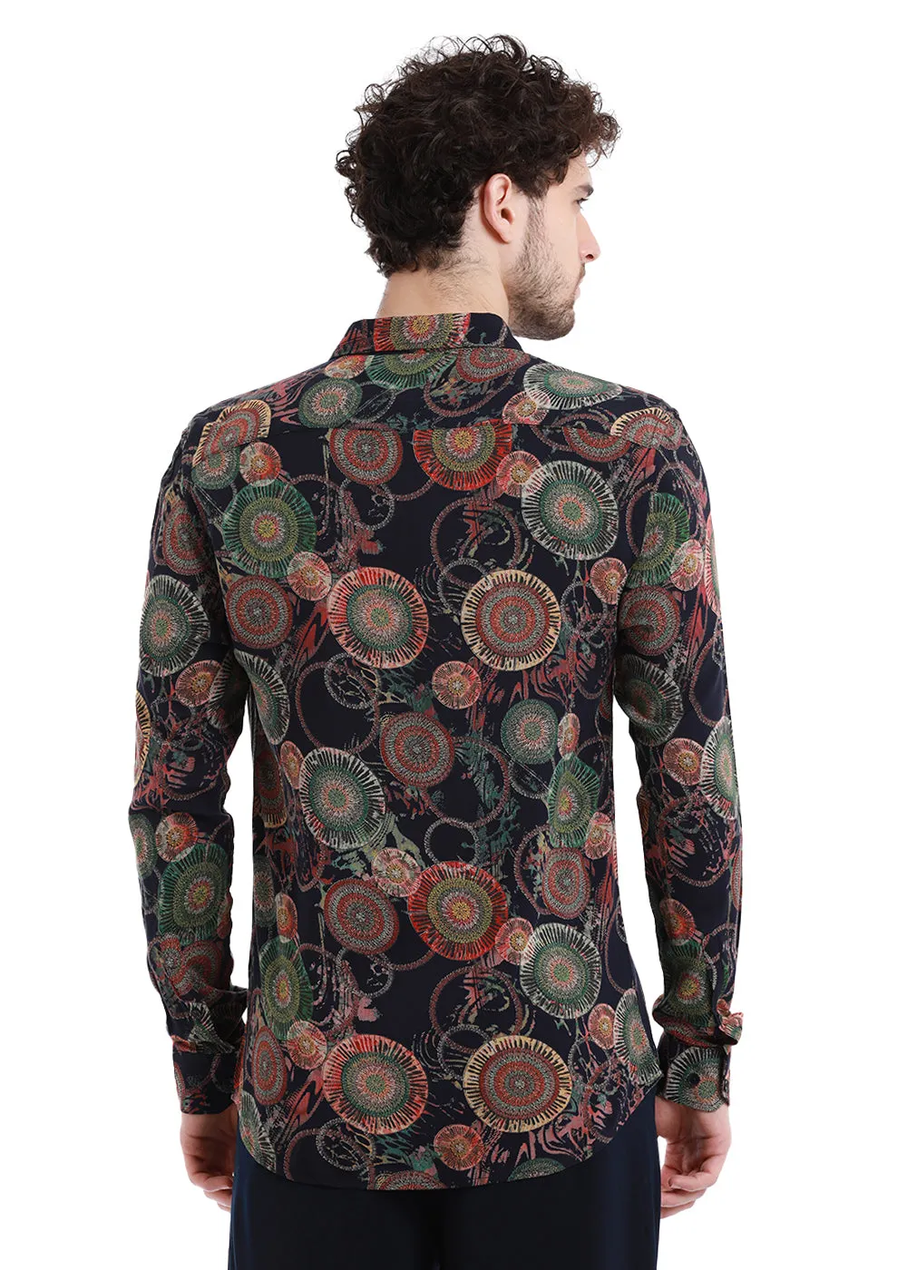 Concentric Green Print Feather Shirt