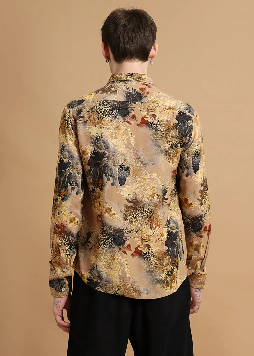 Coral Oasis Beige Feather shirt