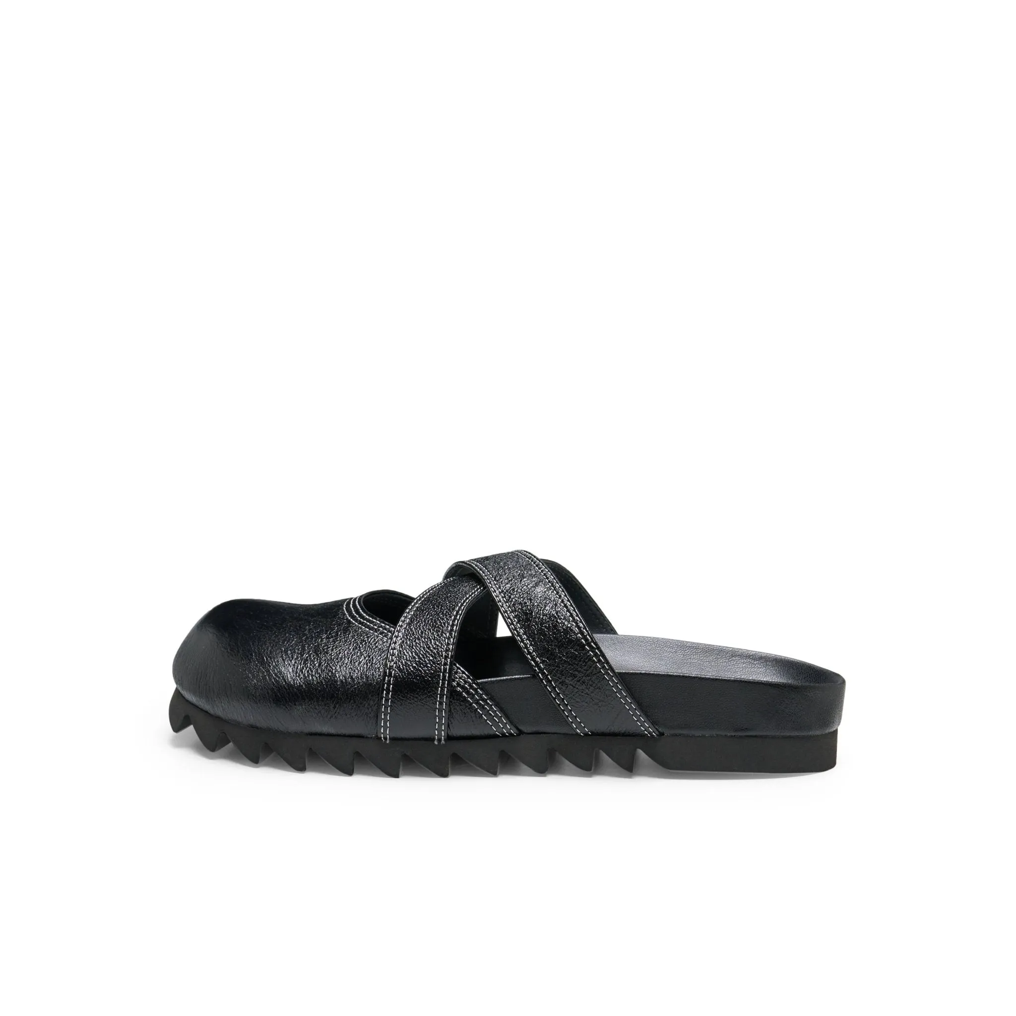 Cross Strap Bun Head Birkenstock Slippers In Black