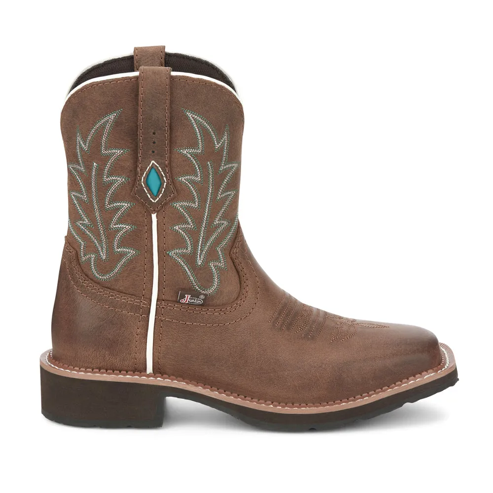 Ema Water Buffalo Embroidered Wide Square Toe Cowboy Booties