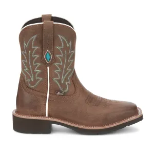 Ema Water Buffalo Embroidered Wide Square Toe Cowboy Booties