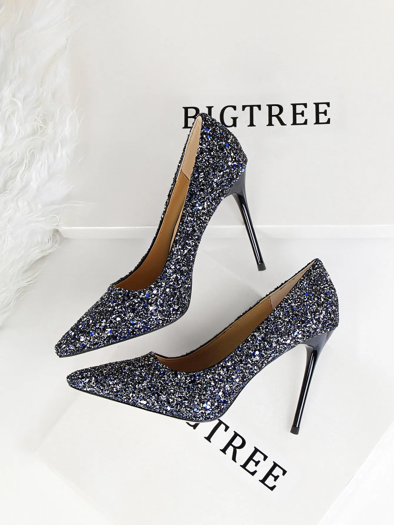 Glitter Decor Stiletto Court Pumps