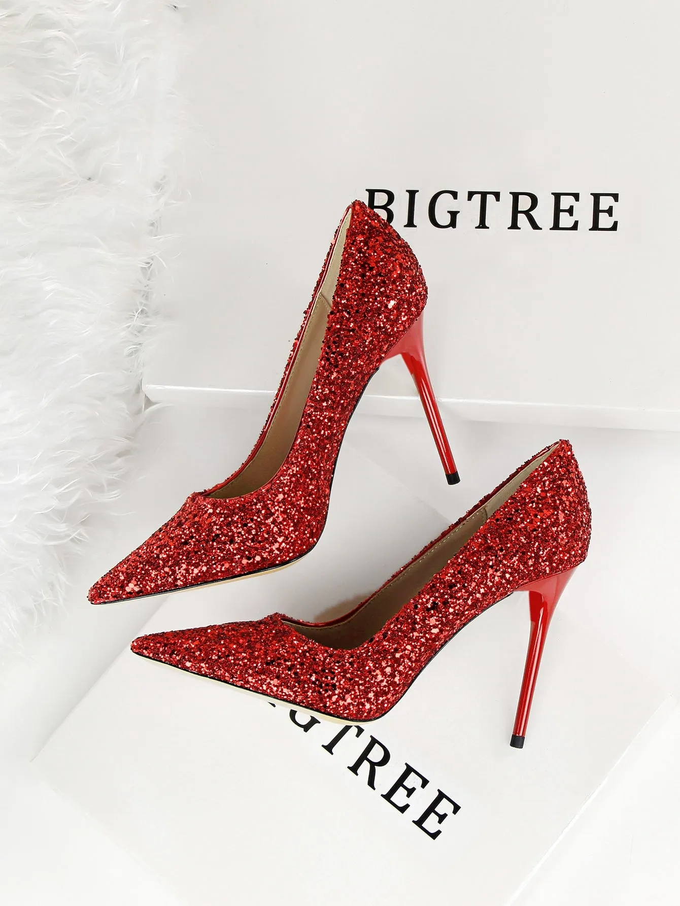 Glitter Decor Stiletto Court Pumps