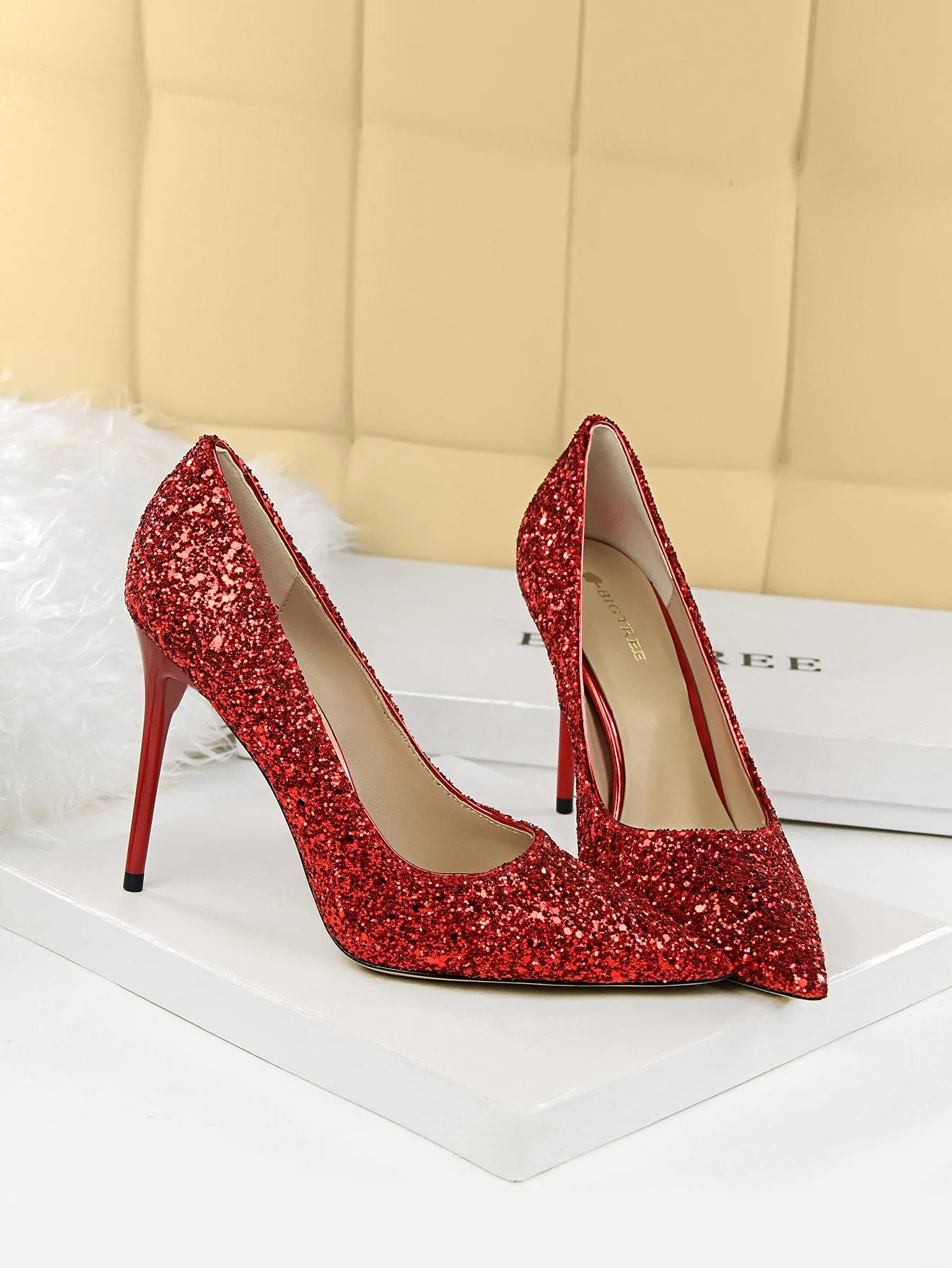 Glitter Decor Stiletto Court Pumps