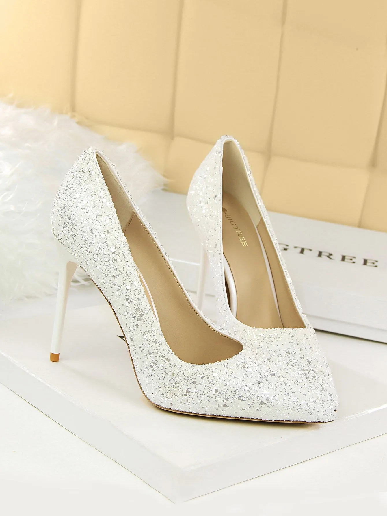Glitter Decor Stiletto Court Pumps
