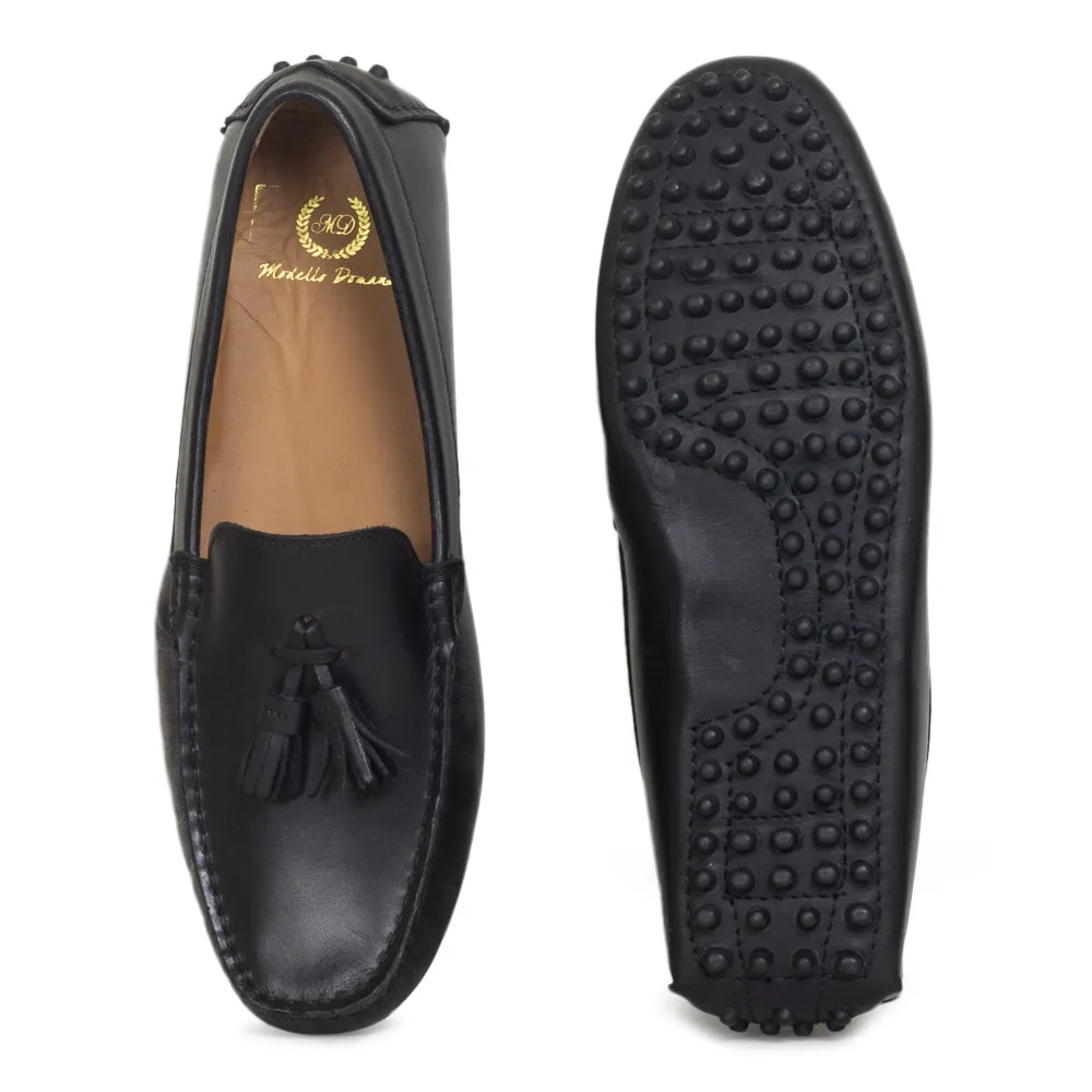 Gommino Leather Tassel Loafers (Black)