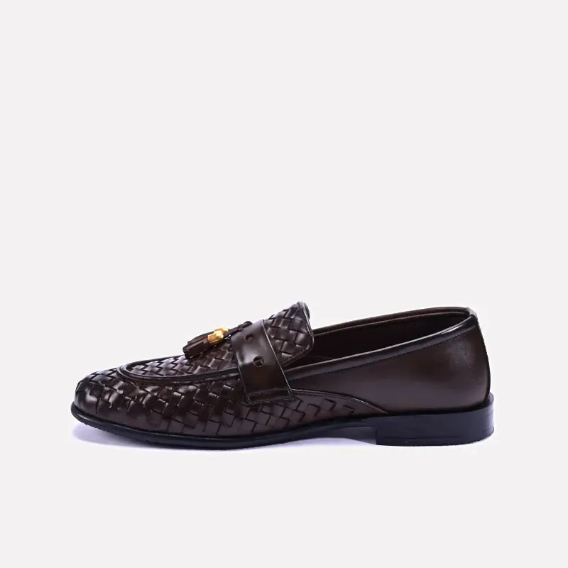 Hollis Brown Tassel Woven Formal Loafers Shoes 0111224