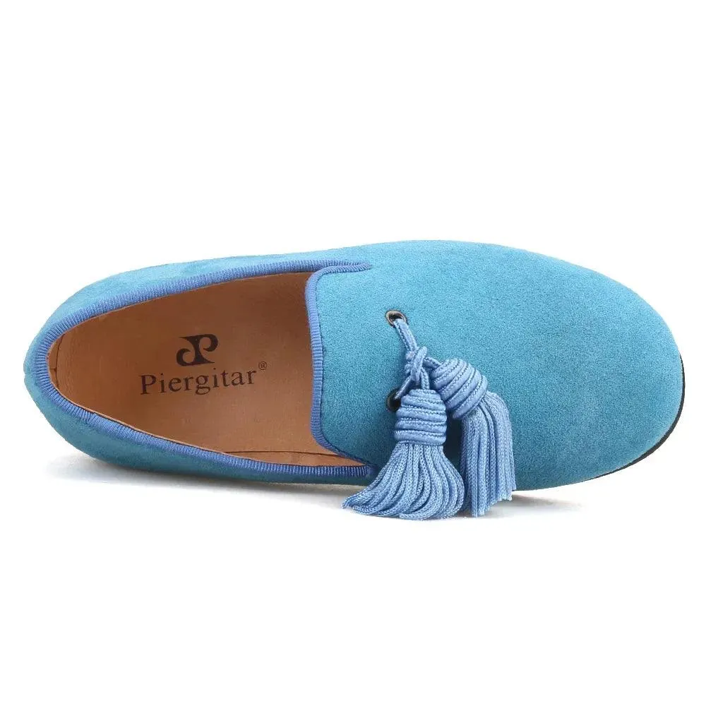 Kids Loafers Sky Blue Suede Kids' Tassel Loafers