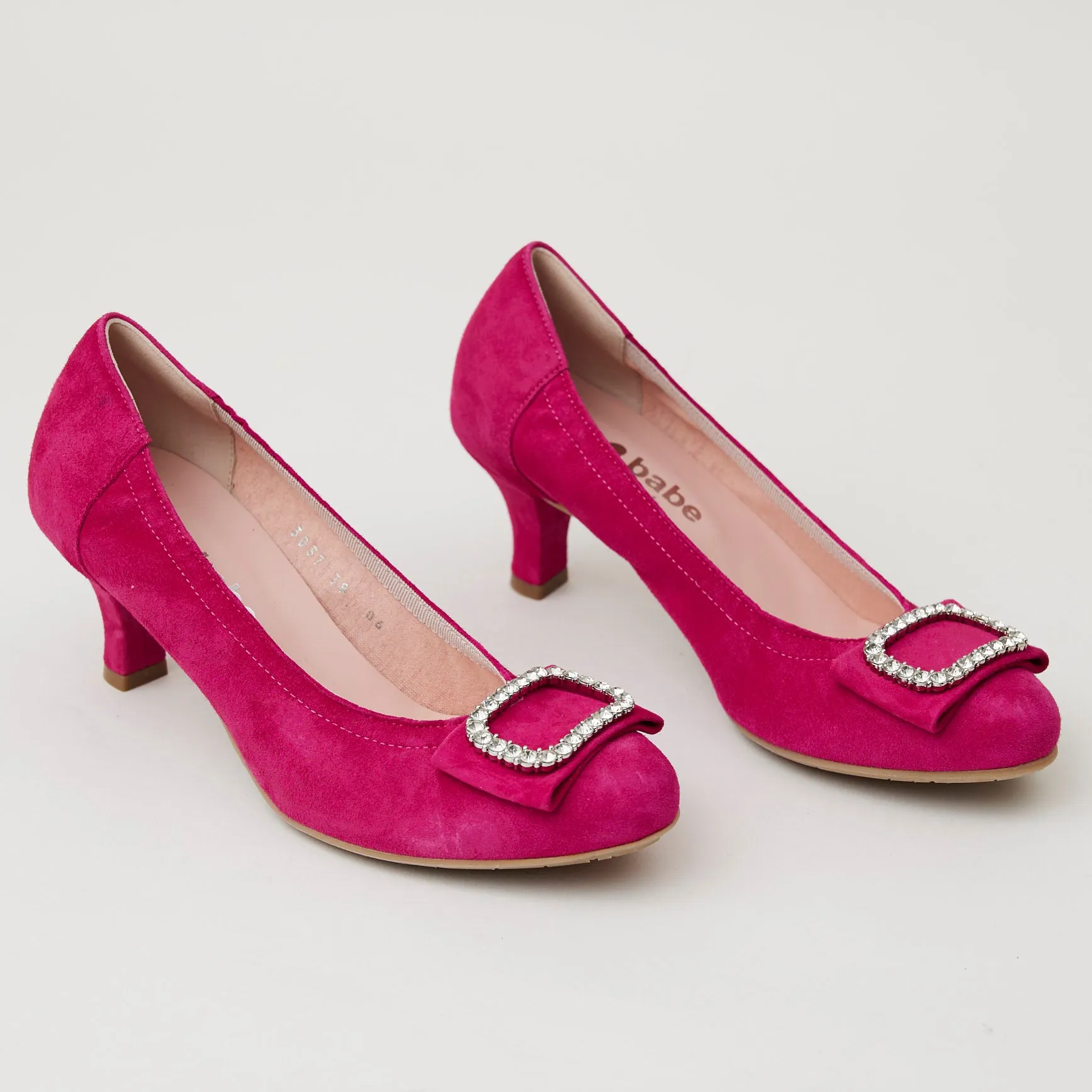 Le Babe Fuchsia Suede Leather Kitten Heel Shoes