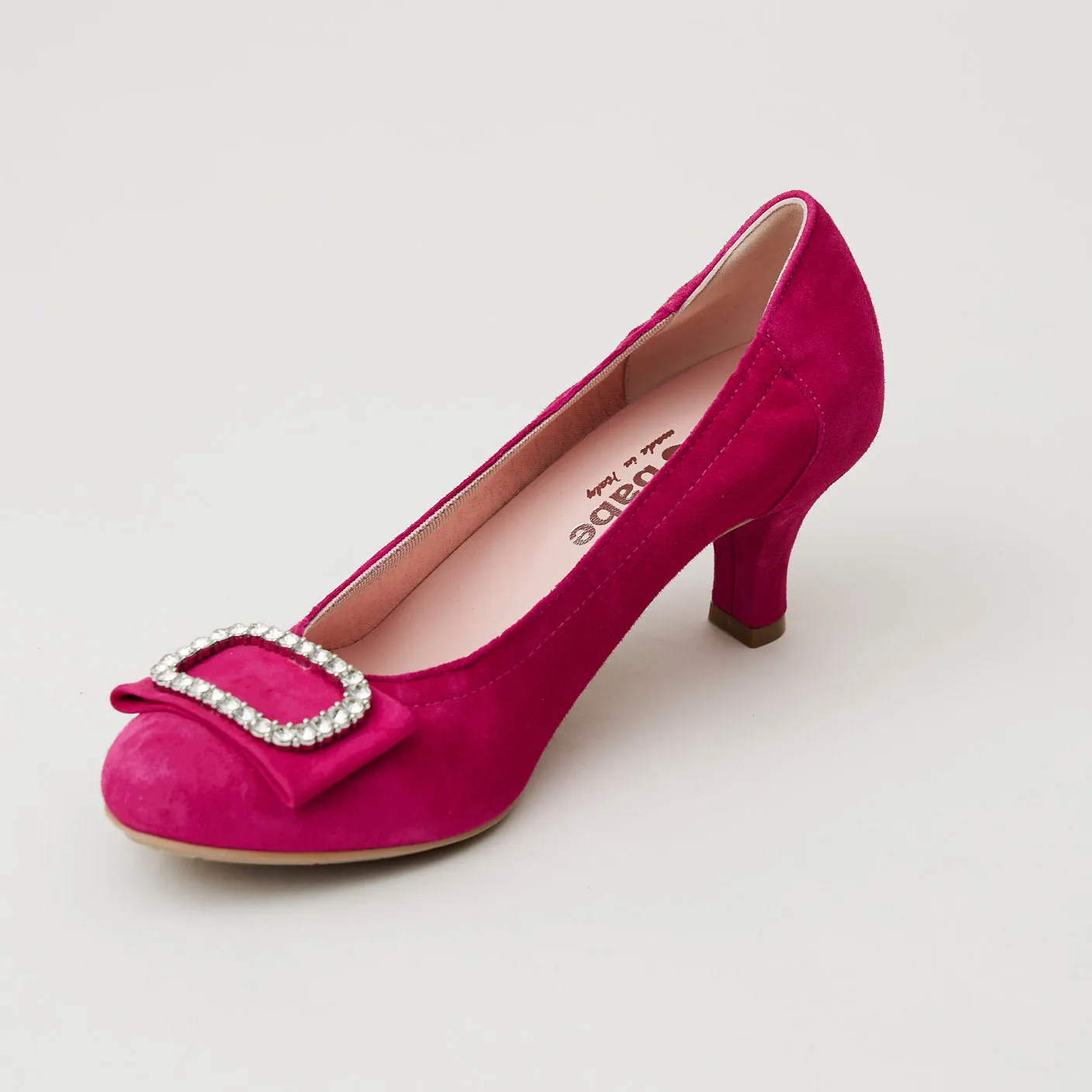 Le Babe Fuchsia Suede Leather Kitten Heel Shoes