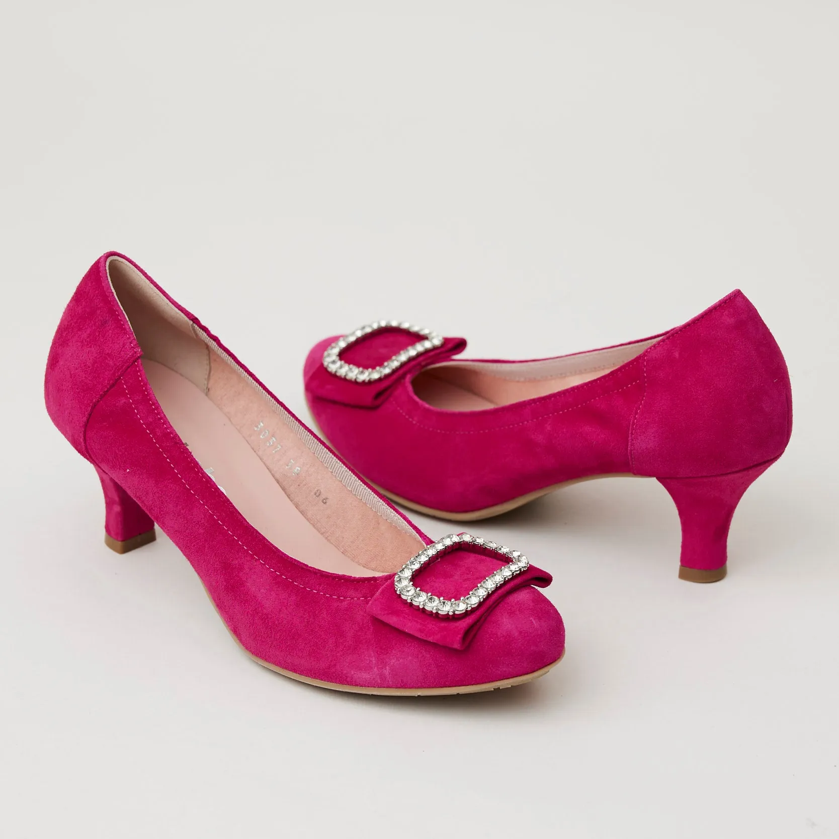 Le Babe Fuchsia Suede Leather Kitten Heel Shoes