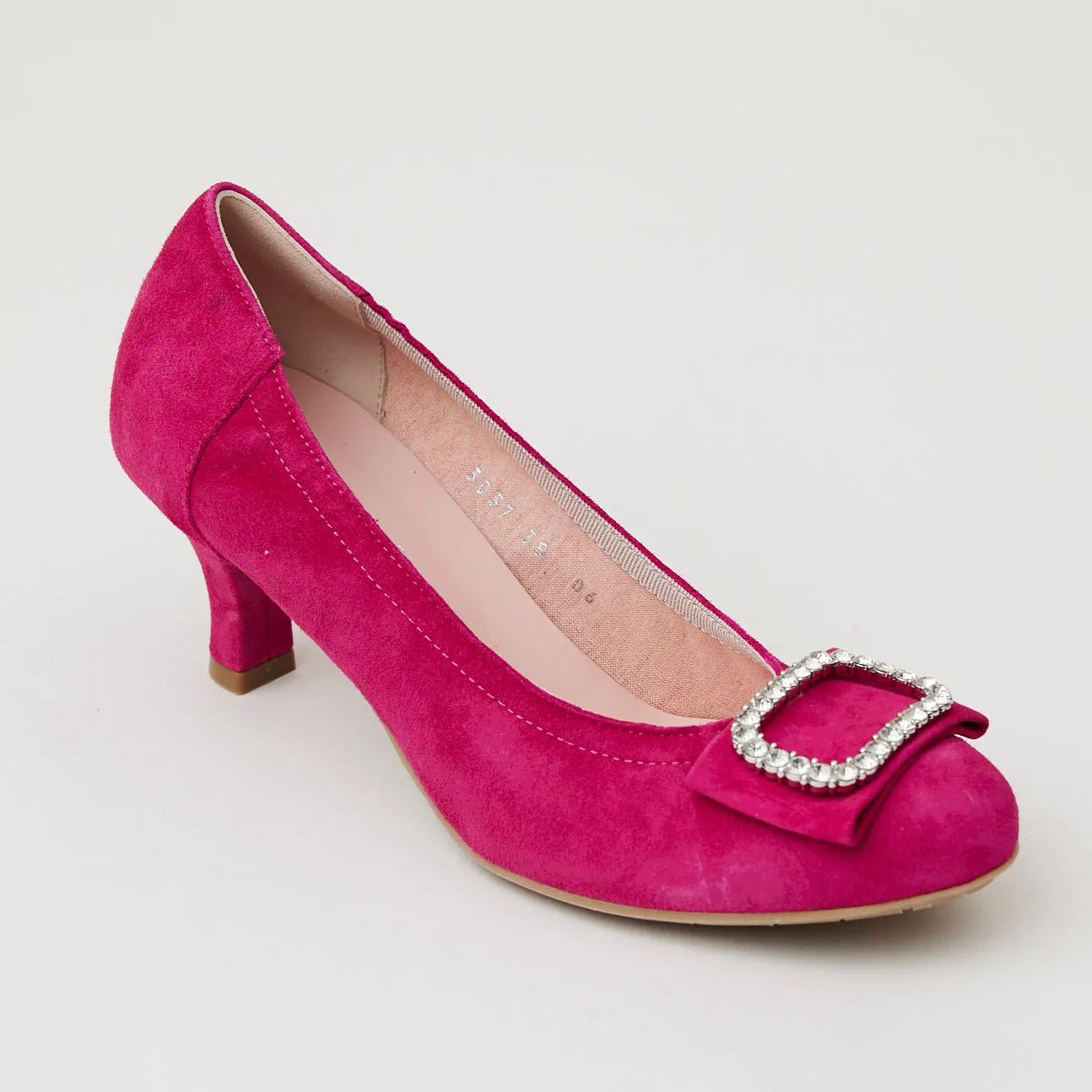 Le Babe Fuchsia Suede Leather Kitten Heel Shoes