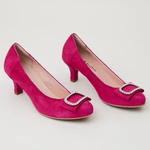 Le Babe Fuchsia Suede Leather Kitten Heel Shoes