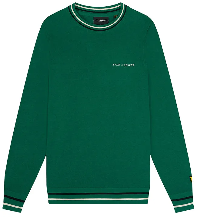 Lyle and Scott Mens Tipped Crew Neck Jumper Court Green