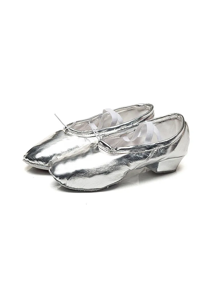 Mid Heel Shiny Soft Sole Dance Shoes Ballet Training Shoes