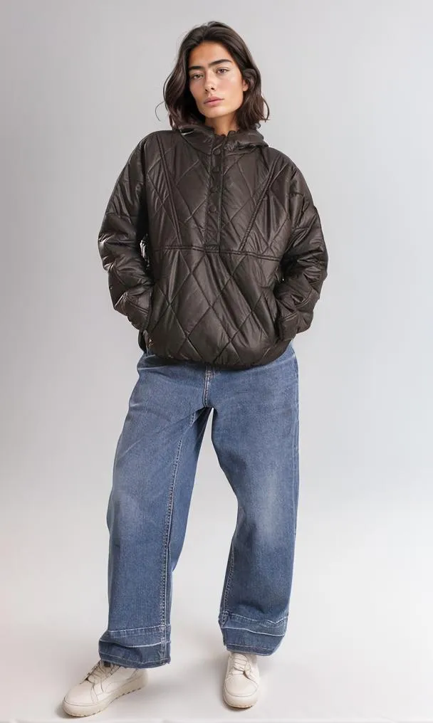 o194922-QUILTED PUFFER JACKET - BLACK