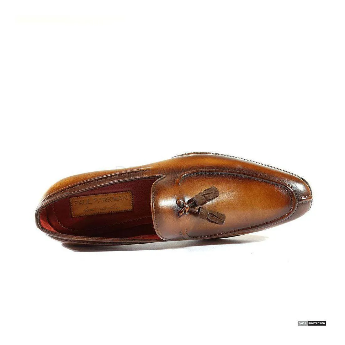 Paul Parkman Handmade Designer Shoes Handmade Men's Designer Shoes Tassel Hand-Painted Brown Loafers (PM1004)