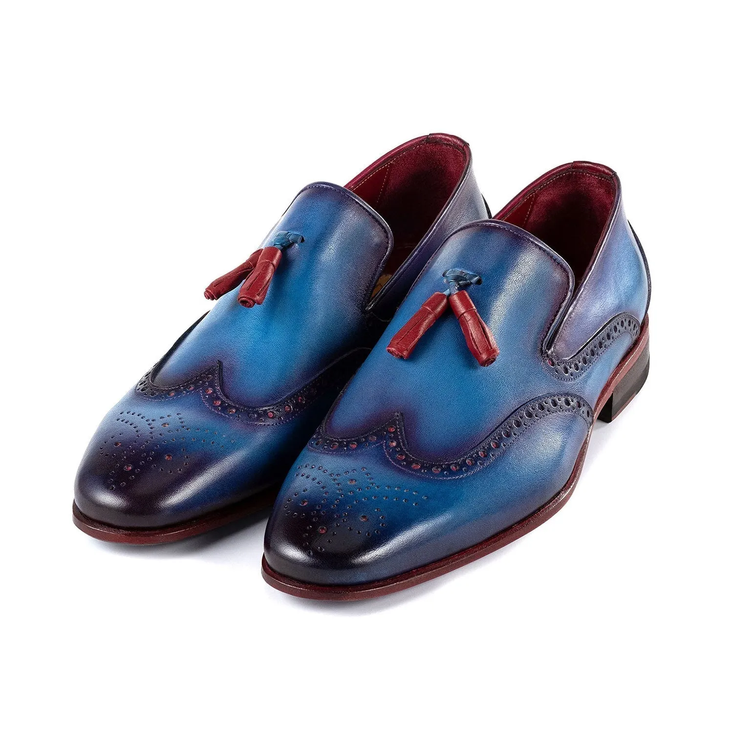 Paul Parkman Men's Shoes Calf-Skin Leather Wingtip Tassels Loafers (PM6435)