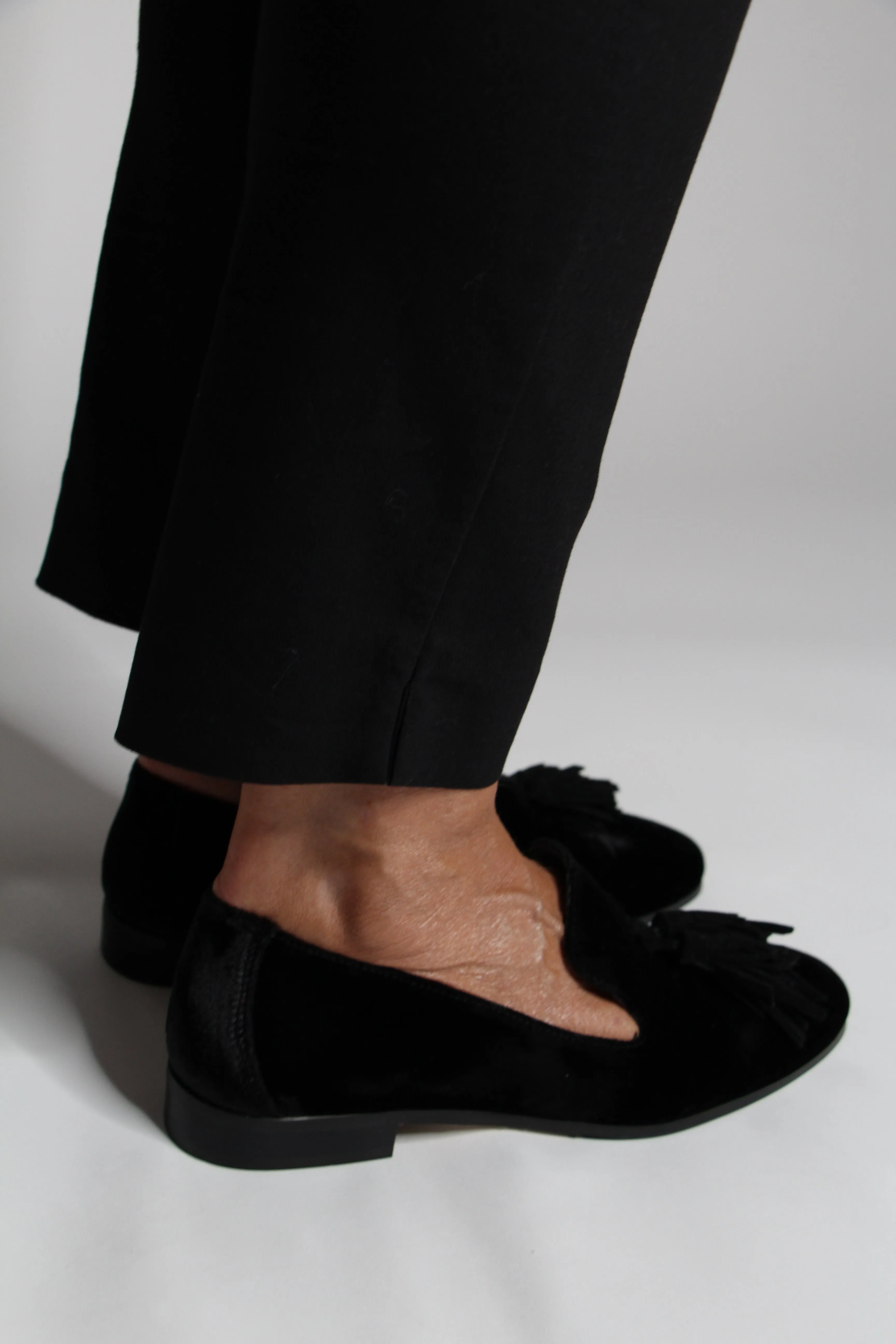 Pedro Miralles Black Velvet Loafer with Tassel