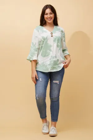 RUE LEAF PRINT BUTTON DETAIL TOP
