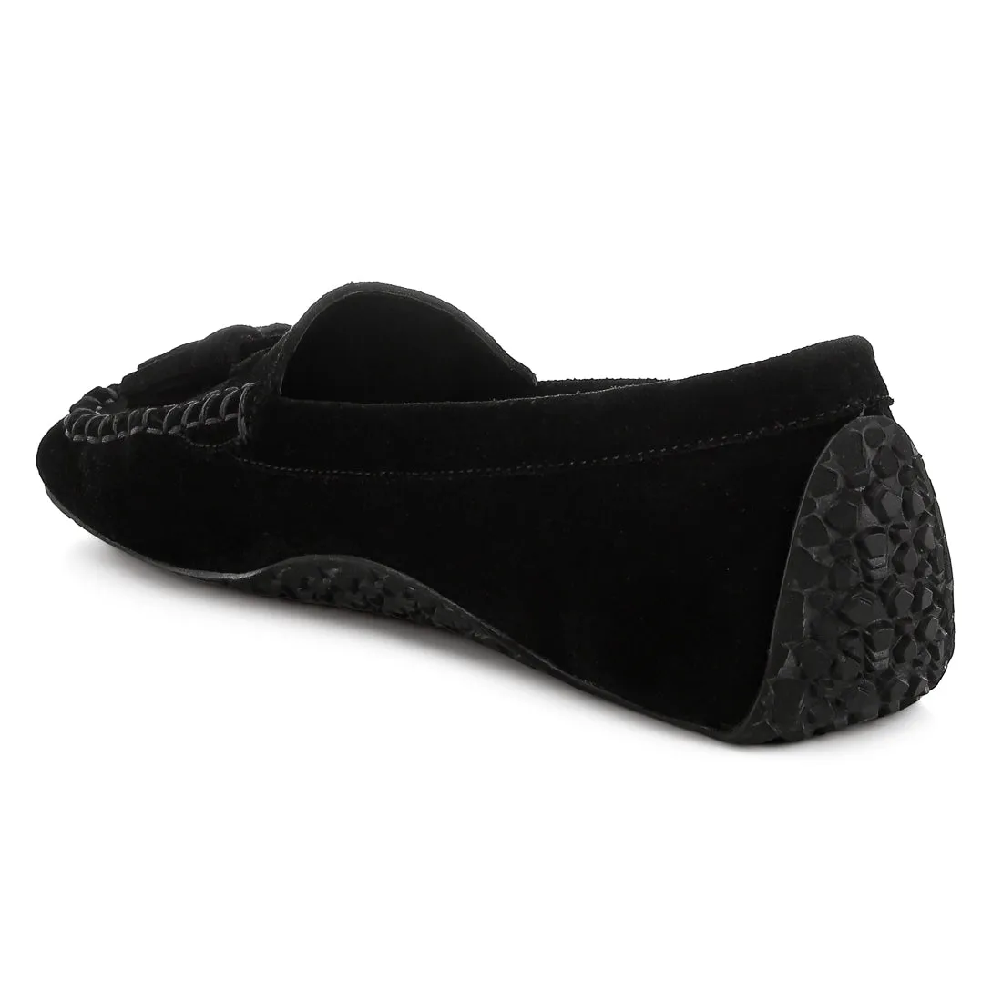 Suede Round Toe Tassel Loafers