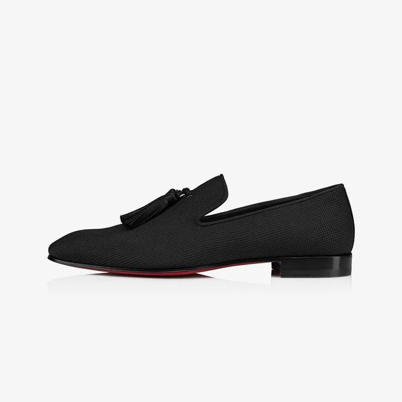 Tassel Fabric Flat Loafers Calf Shoes