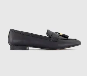 Womens Office Fine Line Tassel Loafers Black Leather